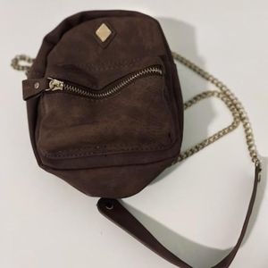 Brown gold chain purse